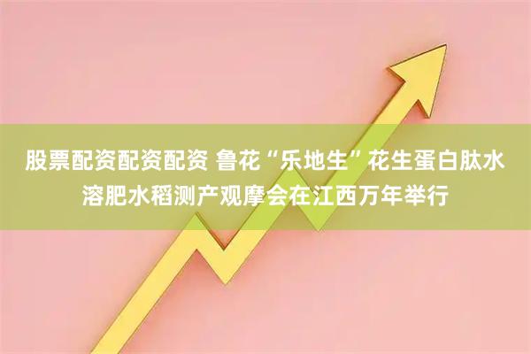 股票配资配资配资 鲁花“乐地生”花生蛋白肽水溶肥水稻测产观摩会在江西万年举行