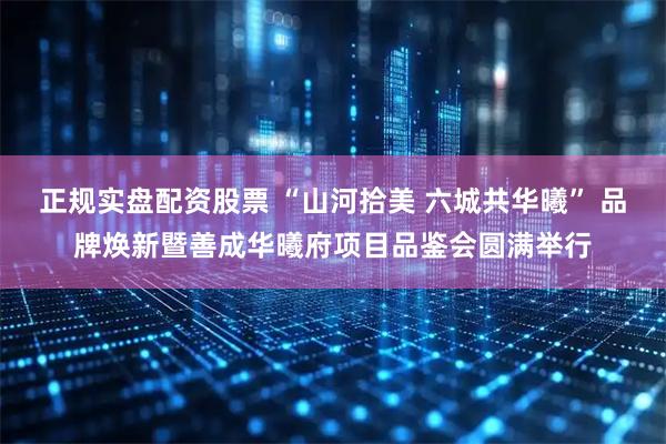 正规实盘配资股票 “山河拾美 六城共华曦” 品牌焕新暨善成华曦府项目品鉴会圆满举行